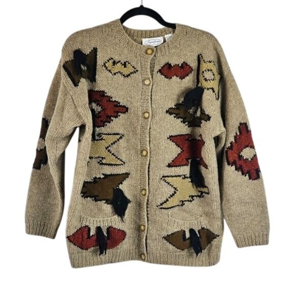Cozy Geometric Knit Cardigan - Picture 1 of 10